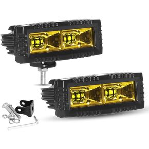40W LED Light Pods Amber, Pack of 2 Waterproof Combo Floodlight Pods LED Pods Flood Off Road Driving Lights Yellow LED Work Fog Light for Car ATV UTV 4X4 SUV Truck Tractor Boat