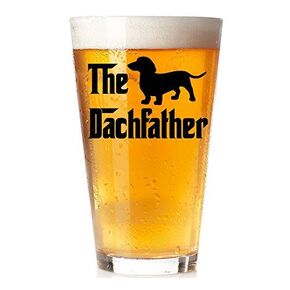 The Dachfather - Gift for Wiener Dog Lover - Dachshund Weiner Dog Dad - 16oz Pint Drinking Cup Beer Glass