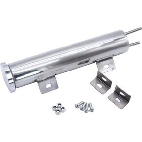 1 SET SHLPDFM Overflow Tank 14 OZ 2" X 10" Stainless Steel Radiator Coolant Overflow Puke Tank Polished Universal Fits for GM, Chevy, GMC, Cadillac, Pontiac, Buick, Ford, Chrysler, Dodge