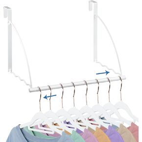 Menkxi The Door Hooks Hanger Adjustable Length Over The Door Rack for Hanging Towels, Coats and Clothes Space Saving Hanging Storage Hanger for Clothes, Coats, Towels for Bedroom Bathroom (Black)