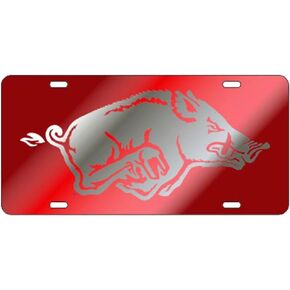 Craftique Arkansas Razorbacks Red Laser Cut License Plate