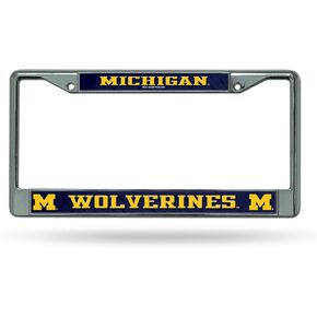 Rico Industries NCAA Michigan Wolverines 12" x 6" Silver Chrome Frame W' Decal Insert Car/Truck/SUV Auto Accessory