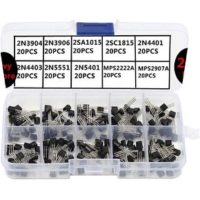 مجموعة ترانزستورات PNP NPN، مجموعة متنوعة من ترانزستور طاقة السيليكون بثلاثة دبابيس، مجموعة متنوعة 2N3904-MPS2907، 10 قيمة، حزمة من 200، Ltvystore in Kuwait