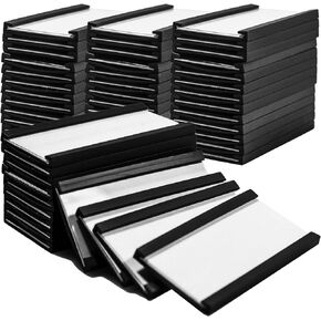 100 Pack Magentic Label Holders 1x2 Inch, C Channel Magnetic Data Card Holders,File Cabinet Labels with White Paper Inserts and Clear Plastic Film for Metal Shelf Identification Card Holder