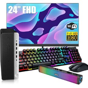 HP ProDesk 600 G4 SFF Home and Business Desktop with 24" FHD Monitor Bundle PC Set, RGB Speaker, Intel i5-8500, 32GB RAM, 512GB SSD, Intel UHD 630, Keyboard & Mouse, WiFi, Win 10 Pro (Renewed)