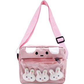 Amamcy Cartoon Animal Crossbody Bag Lightweight Panda Duck Rabbit Crossbody Shoulder Purse Kawaii Messenger Bag for Girls