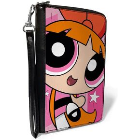 Buckle-Down Warner Bros. Animation Wallet, Zip Around, The Powerpuff Girls Blossom Close-Up Pose Pinks, Vegan Leather