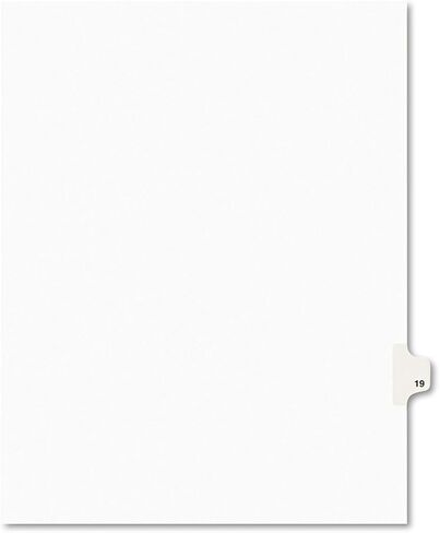 Avery 01019 Legal Exhibit Side Tab Divider, Title: 19, Letter Size, White 25/PK in Saudi Arabia