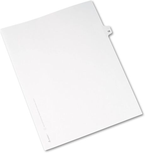 Avery 01019 Legal Exhibit Side Tab Divider, Title: 19, Letter Size, White 25/PK in Saudi Arabia