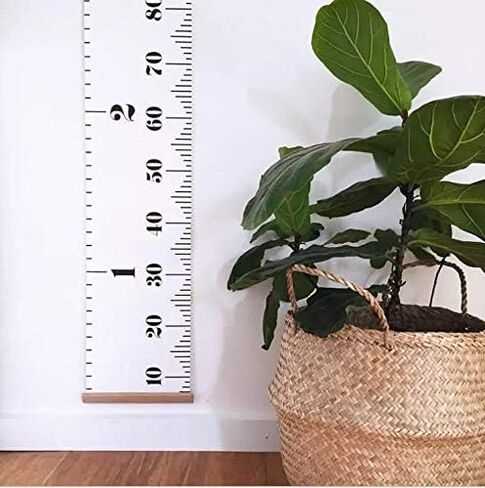 مخطط ارتفاع نمو الطفل من Rosymormor، 79 بوصة × 7.9 بوصة، ملصقات جدارية مسطرة معلقة للأطفال الأولاد والبنات، مسطرة حائط قابلة للإزالة من القماش والخشب للأطفال (أبيض) in Kuwait