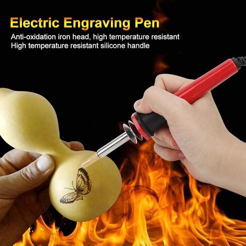 Wood Burning Kit, 7PCS Electric Micro Pyrography Pen Engraving Pen Mini Diy Engraving Tool Kit for Wood Soldering Pyrograph Tool Set(US) in Saudi Arabia