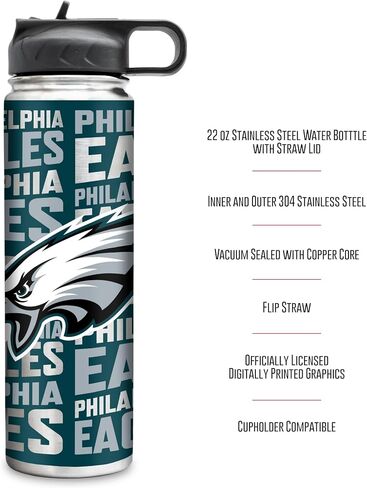Rico Industries NFL Footbal 22oz Stainless Steel Tumbler with Lid - Great For Coffee, Tea, Water or Cocktails in Saudi Arabia