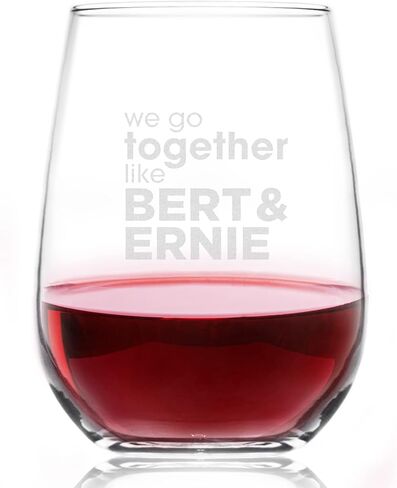 BYoB Designs - We Go Together Like Bert & Ernie Wine Glass | Gift for Friends | Bert & Ernie Muppet Character Friendship Level Gift | Gift for Him & Her | Friendship Day Gift | Best Wine Glass (15 oz) in Saudi Arabia