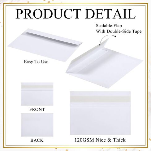 Yahenda 300 Pack A7 Envelopes Bulk Self Adhesive Kraft Paper Invitation Envelopes for Christmas Valentine Wedding Bridal Shower Birthday Party Greeting Cards, 5 x 7 Inch(Gold) in Saudi Arabia