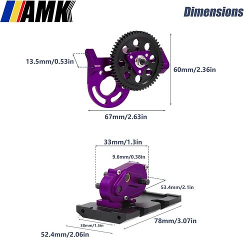 AMK 1/10 مقياس مجموعة نقل الحركة OD علبة التروس مع 30٪ صندوق تروس السرعة الزائدة 3 قطع أعمدة القيادة لمركبة RC الزاحفة المحورية SCX10 II Element Enduro DIY LCG Chassis (أرجواني) in Saudi Arabia