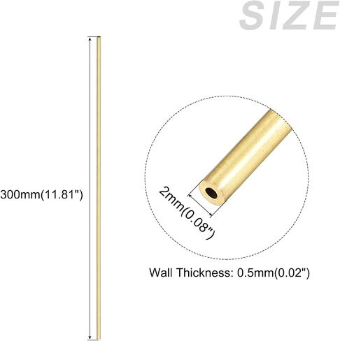 أنبوب نحاسي METALLIXITY (2 مم OD × 0.5 مم جدار T × 300 مم طول) قطعتان، أنابيب مستقيمة - للتأثيث المنزلي، والآلات، والحرف اليدوية اليدوية in Saudi Arabia