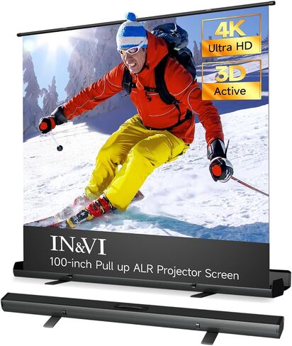 Portable ALR Manual Pull Up Projector Screen,100 in Outdoor Projector Screen 178°Viewing Angle Portable Projector Screen 3D/4K HD 16: 9 Wrinkle-Free Design for Movie Home Theater Backyard Night in Saudi Arabia