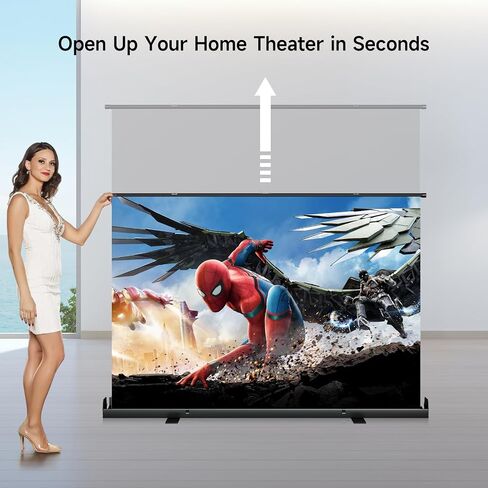 Portable ALR Manual Pull Up Projector Screen,100 in Outdoor Projector Screen 178°Viewing Angle Portable Projector Screen 3D/4K HD 16: 9 Wrinkle-Free Design for Movie Home Theater Backyard Night in Saudi Arabia