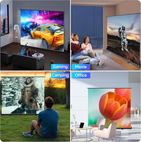 Portable ALR Manual Pull Up Projector Screen,100 in Outdoor Projector Screen 178°Viewing Angle Portable Projector Screen 3D/4K HD 16: 9 Wrinkle-Free Design for Movie Home Theater Backyard Night in Saudi Arabia