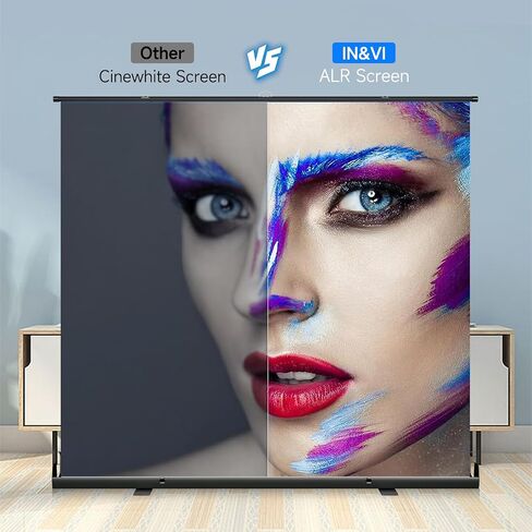 Portable ALR Manual Pull Up Projector Screen,100 in Outdoor Projector Screen 178°Viewing Angle Portable Projector Screen 3D/4K HD 16: 9 Wrinkle-Free Design for Movie Home Theater Backyard Night in Saudi Arabia