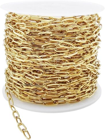 33 Feet Stainless Steel Paperclip Chains Roll Gold Plated Bulk Necklace Bracelet Chain Spool for Jewelry Making in Saudi Arabia