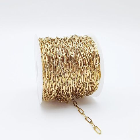 33 Feet Stainless Steel Paperclip Chains Roll Gold Plated Bulk Necklace Bracelet Chain Spool for Jewelry Making in Saudi Arabia
