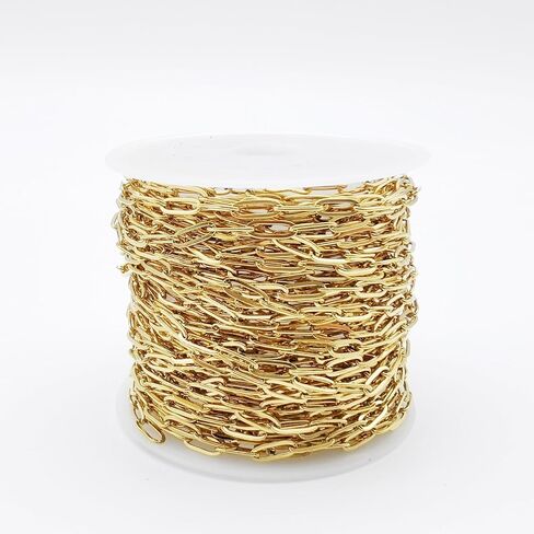 33 Feet Stainless Steel Paperclip Chains Roll Gold Plated Bulk Necklace Bracelet Chain Spool for Jewelry Making in Saudi Arabia