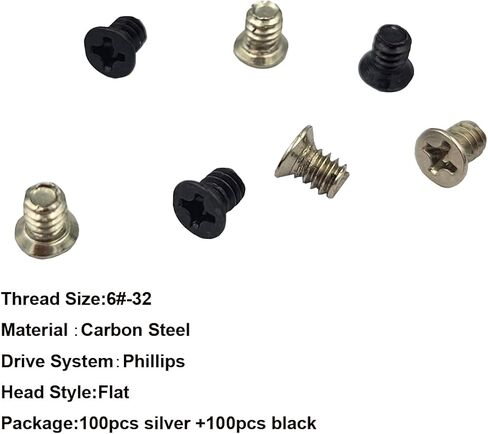 100 قطعة فضية مع 100 قطعة أسود 6 #32x5 حافظة كمبيوتر 3.5 بوصة HDD مسامير مسطحة الرأس فيليبس محرك الأقراص الصلبة in Kuwait