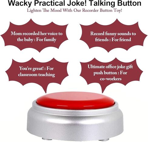 Recordable Button Voice Recording Button Dog Buttons for Communication Game Buzzer 30 Seconds Recordable Answer Buzzers Funny Gift for Office Home (Red) in Kuwait