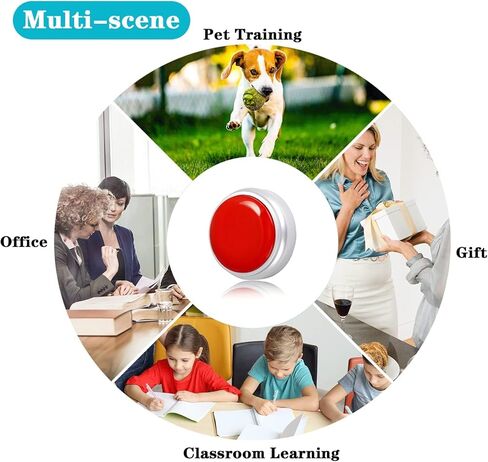 Recordable Button Voice Recording Button Dog Buttons for Communication Game Buzzer 30 Seconds Recordable Answer Buzzers Funny Gift for Office Home (Red) in Kuwait