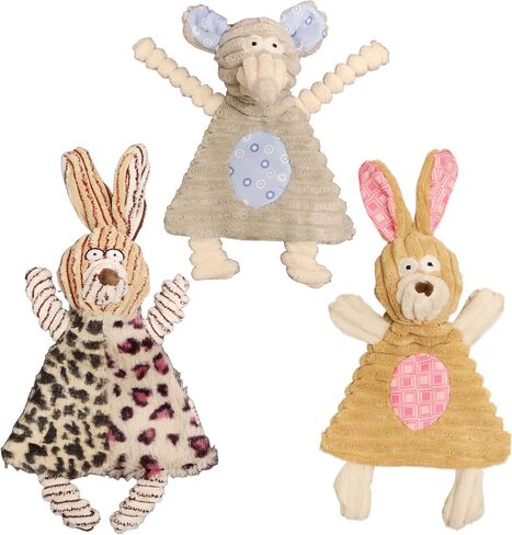 SINMORA 3PCS Crinklea Paper Animal Series Dog Toys Velvet Puppy Squeky Toys Dog Chew Toys Clean Teeth Designed for Puppy Small Medium Dogs in Saudi Arabia