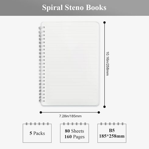M&G 5 Pack Spiral Notebooks for Note Taking, B5 Size White Lined Paper Spiral Notebook Journal for School Students School University College Office 18.5x25.8CM 80 Sheet 160 Page/Pad (B5 Line) in Saudi Arabia
