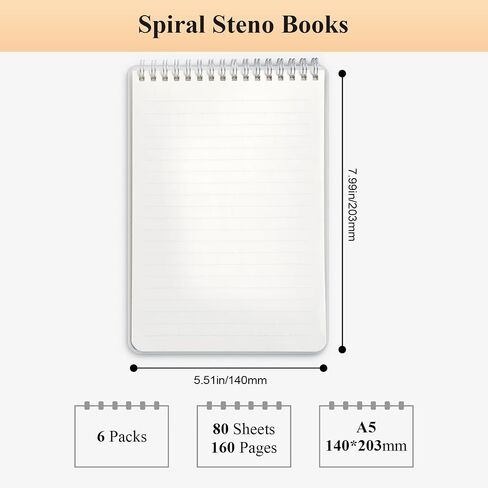 M&G 5 Pack Spiral Notebooks for Note Taking, B5 Size White Lined Paper Spiral Notebook Journal for School Students School University College Office 18.5x25.8CM 80 Sheet 160 Page/Pad (B5 Line) in Saudi Arabia