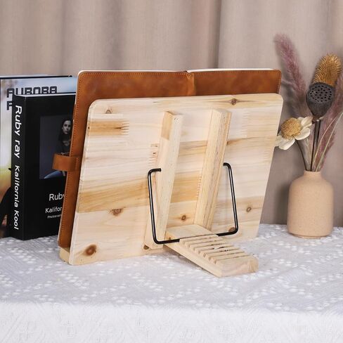 Galic Bamboo Cookbook Stand Reading Rest Holder Large Cookbook Stand Tablet PC Textbook Music Document Stand Desk Bookrest Collapsible Adjustable Tray (13.4 x 9.5 inch) in Saudi Arabia