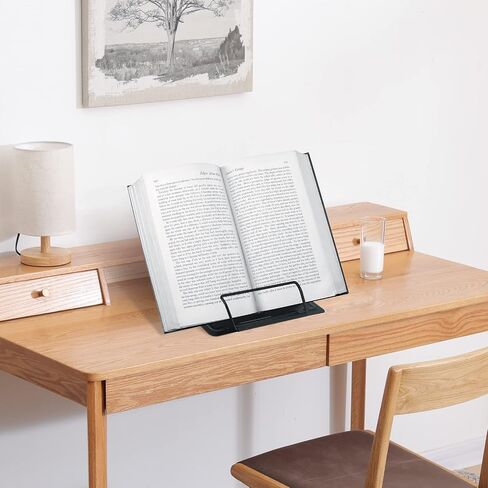 Metal Book Stand for Reading, Adjustable Cookbook Documents Stand and Textbook Holder for Desk, Perfect for School Kitchen Counter Office（Black） in Saudi Arabia
