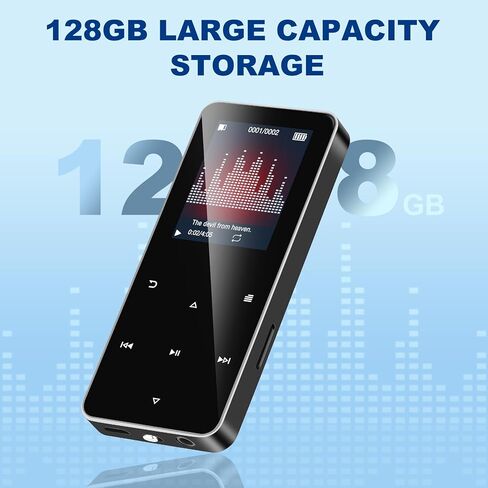 128GB MP3 Player，Daakro Music Player with Bluetooth 5.0 Shuffle, Single Loop, FM Radio, Built-in HD Speaker, Voice Recorder, HiFi Sound,Portable MP3 Player Ideal for Sport, Earphones Included in Kuwait