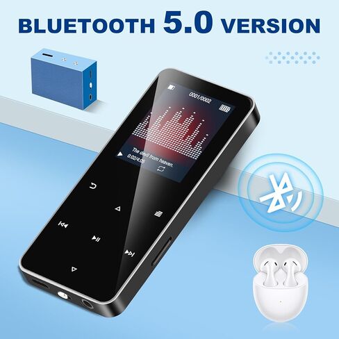 128GB MP3 Player，Daakro Music Player with Bluetooth 5.0 Shuffle, Single Loop, FM Radio, Built-in HD Speaker, Voice Recorder, HiFi Sound,Portable MP3 Player Ideal for Sport, Earphones Included in Kuwait