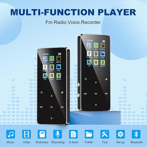 128GB MP3 Player，Daakro Music Player with Bluetooth 5.0 Shuffle, Single Loop, FM Radio, Built-in HD Speaker, Voice Recorder, HiFi Sound,Portable MP3 Player Ideal for Sport, Earphones Included in Kuwait