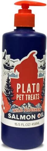 PLATO Wild Alaskan Salmon Oil Kibble Topper - Boost Dog Food with Omega 3 & 6 Fatty Acids - For Healthy Skin & Coat - 8 ounces in Saudi Arabia