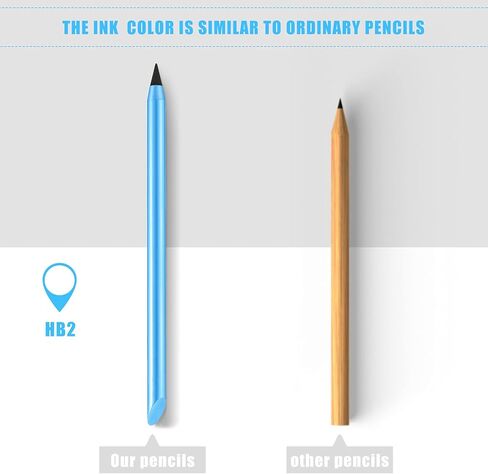 2 Pieces Metal Inkless Pen Inkless Erasable Pencil Metallic Pencil Aluminum Pencil for Writing, Drawing, Drafting, Home Office School Supplies (Black and Silver) in Saudi Arabia