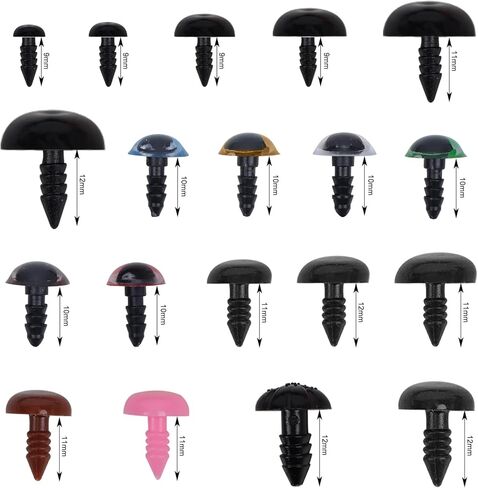 915 قطعة من عيون وأنوف بلاستيكية آمنة مع غسالات، عيون وأنوف دمية حرفية ملونة للأميجورومي وحيوانات الكروشيه والدمى والحيوانات المحشوة والدب تيدي in Kuwait