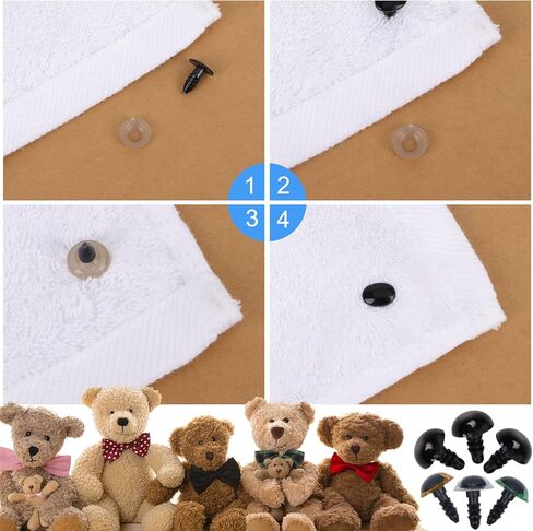 915 قطعة من عيون وأنوف بلاستيكية آمنة مع غسالات، عيون وأنوف دمية حرفية ملونة للأميجورومي وحيوانات الكروشيه والدمى والحيوانات المحشوة والدب تيدي in Kuwait