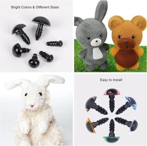 915 قطعة من عيون وأنوف بلاستيكية آمنة مع غسالات، عيون وأنوف دمية حرفية ملونة للأميجورومي وحيوانات الكروشيه والدمى والحيوانات المحشوة والدب تيدي in Kuwait