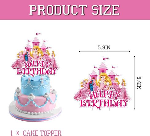 لوازم حفلات الأميرة أورورا، 25 قطعة من ديكورات حفلات الأميرة أورورا، موضوع الجمال النائم، حفلة عيد ميلاد سعيد، تزيين الكيك للأطفال in Kuwait