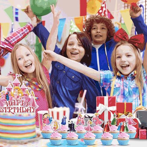 لوازم حفلات الأميرة أورورا، 25 قطعة من ديكورات حفلات الأميرة أورورا، موضوع الجمال النائم، حفلة عيد ميلاد سعيد، تزيين الكيك للأطفال in Kuwait