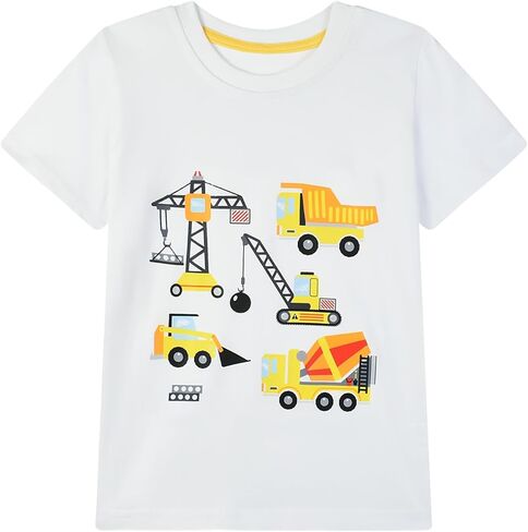 تي شيرت HILEELANG للأطفال الصغار بأكمام قصيرة تي شيرت صيفي قطني كاجوال برقبة مستديرة ورسومات جرافيك in Kuwait