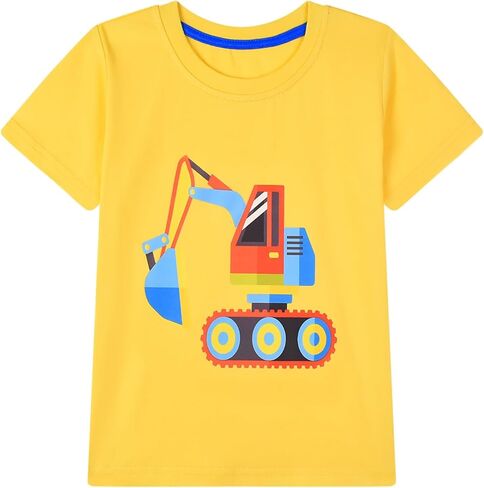 تي شيرت HILEELANG للأطفال الصغار بأكمام قصيرة تي شيرت صيفي قطني كاجوال برقبة مستديرة ورسومات جرافيك in Kuwait