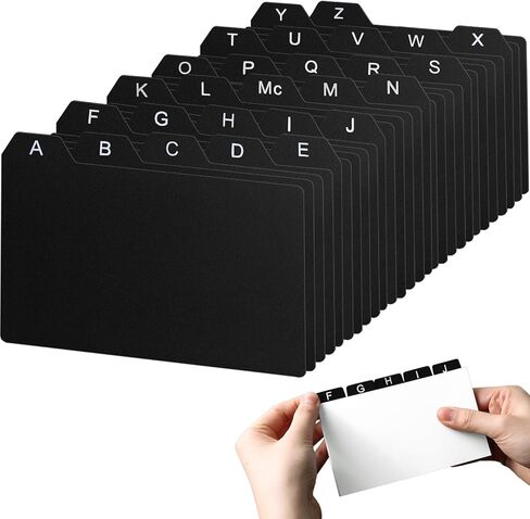 27 قطعة من فواصل بطاقات الفهرس السوداء من HIBOX، فواصل ملفات أبجدية مقاس 5 × 3.5 بوصة، أدلة بطاقات فهرسة بلاستيكية لمنظم بطاقات الفهرس، حامل بطاقات الفهرس A-Z وMc in Kuwait