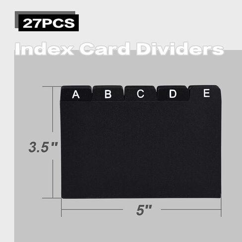 27 قطعة من فواصل بطاقات الفهرس السوداء من HIBOX، فواصل ملفات أبجدية مقاس 5 × 3.5 بوصة، أدلة بطاقات فهرسة بلاستيكية لمنظم بطاقات الفهرس، حامل بطاقات الفهرس A-Z وMc in Kuwait
