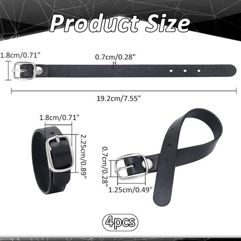 NBEADS 4 قطع من أشرطة مشبك تمديد النقبة السوداء، 7.56 × 0.71 × 0.28 بوصة من جلد البولي يوريثان المقلد لأشرطة الأمتعة وأحزمة حقيبة للتنانير الضيقة وأشرطة التنانير الرجالية in Kuwait